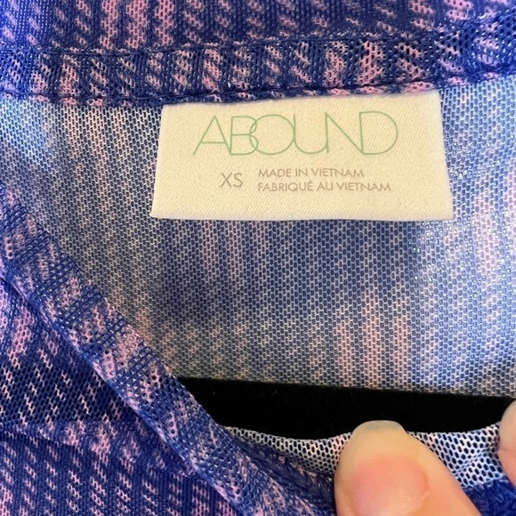 Abound Womens Ruffle Cap Sleeve Top Sheer Mesh Fitted Tee Purple XS - Picture 2 of 12